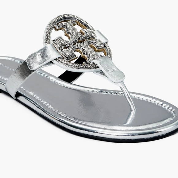 Tory Burch Miller Pave Metallic Leather Sandals - Picture 11 of 11